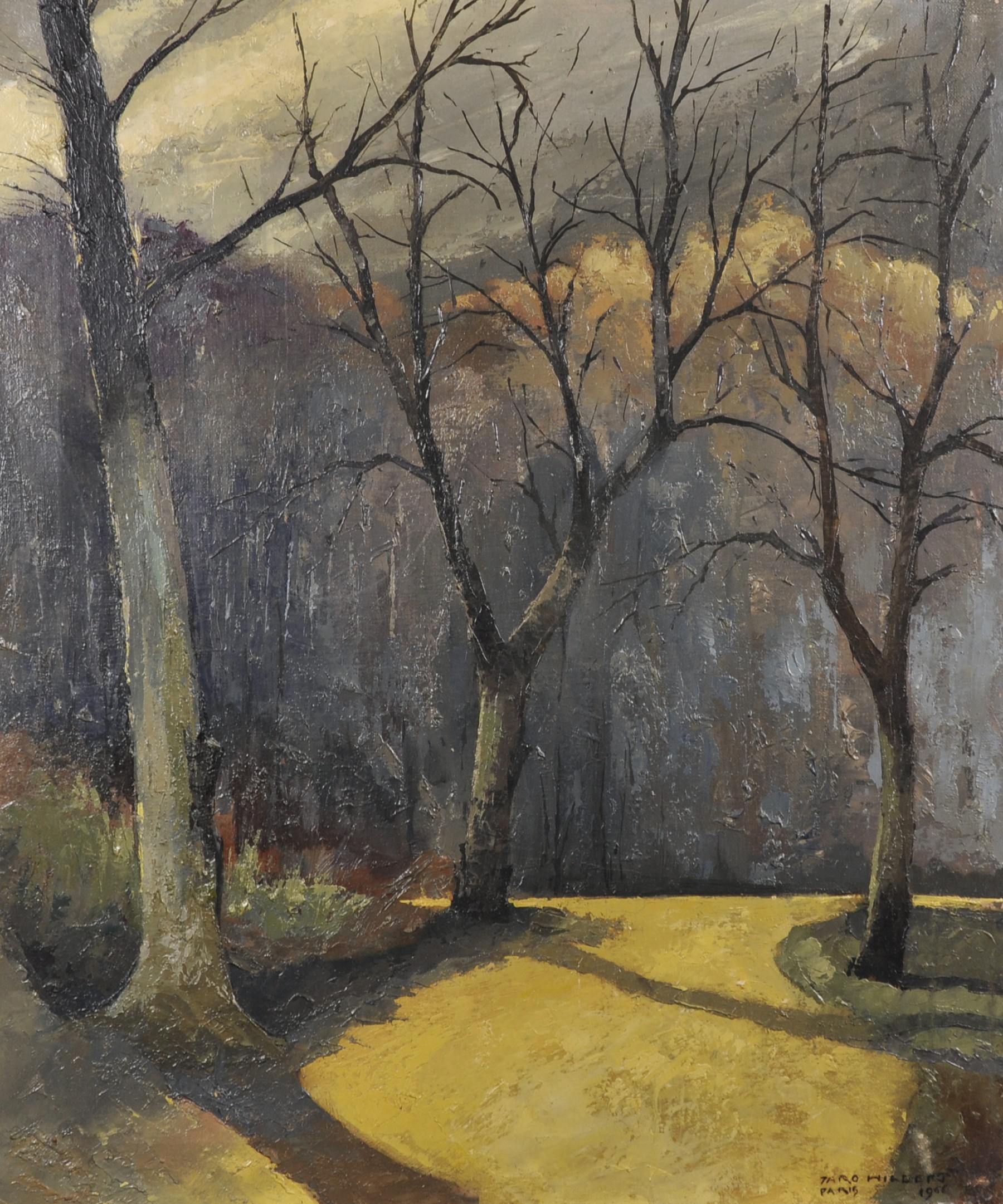 Jaro Hilbert (1897-1995) Slovenian/French. 'Soleil l'hiver', a Path Through the Woods, Oil on