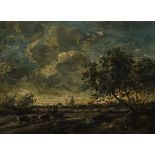 After John Constable (1776-1837) British. A Stormy Landscape, with a Drover on Horseback and