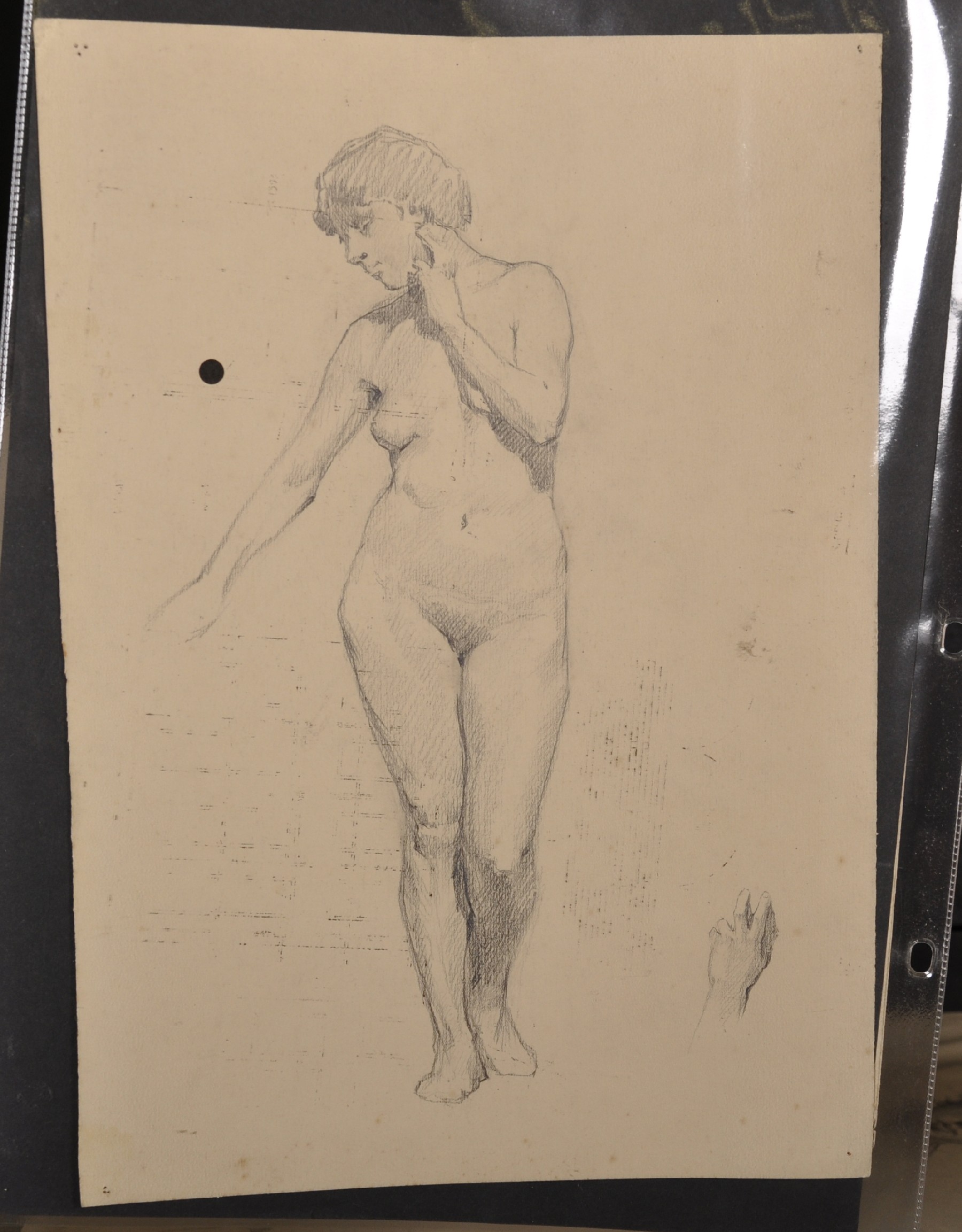 Henry George Moon (1857-1905) British. Study of a Naked Lady, Pencil, Unframed, 21.5" x 15.5", - Image 4 of 4