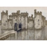 Valerie Thornton (1931-1991) British. "Bodiam Castle", Lithograph, Signed, Inscribed, Dated '77
