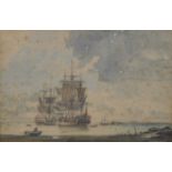 Christopher David Watkiss (1911- ) British. 'Ships at Anchor', Watercolour, Signed, and Indistinctly