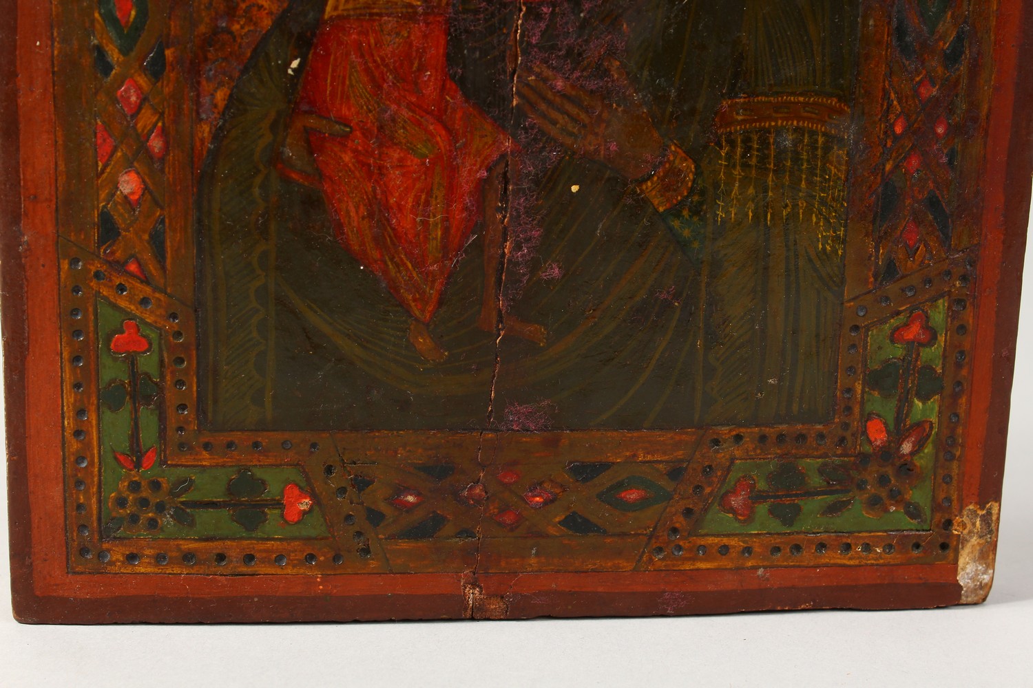 A 17TH CENTURY ICON, Madonna and Child, on panel. 9ins x 7ins. - Image 5 of 10