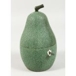 A SHAGREEN STYLE PEAR SHAPED TEA CADDY. 7ins high.