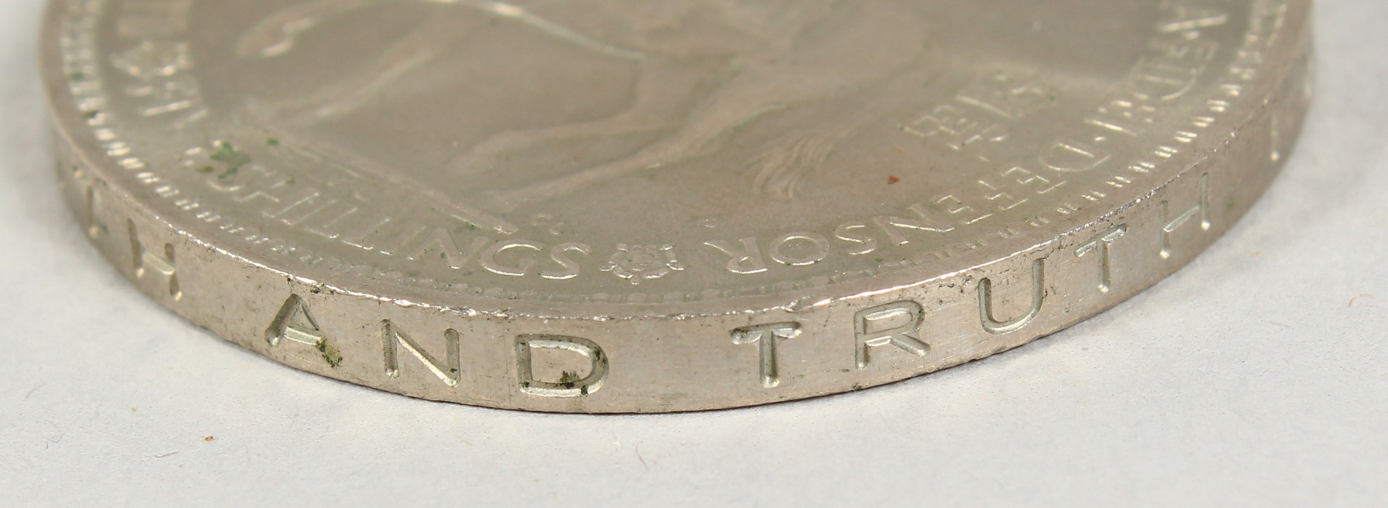 TWO WWII DEFENCE MEDALS, and two five shilling coins (4). - Image 7 of 11