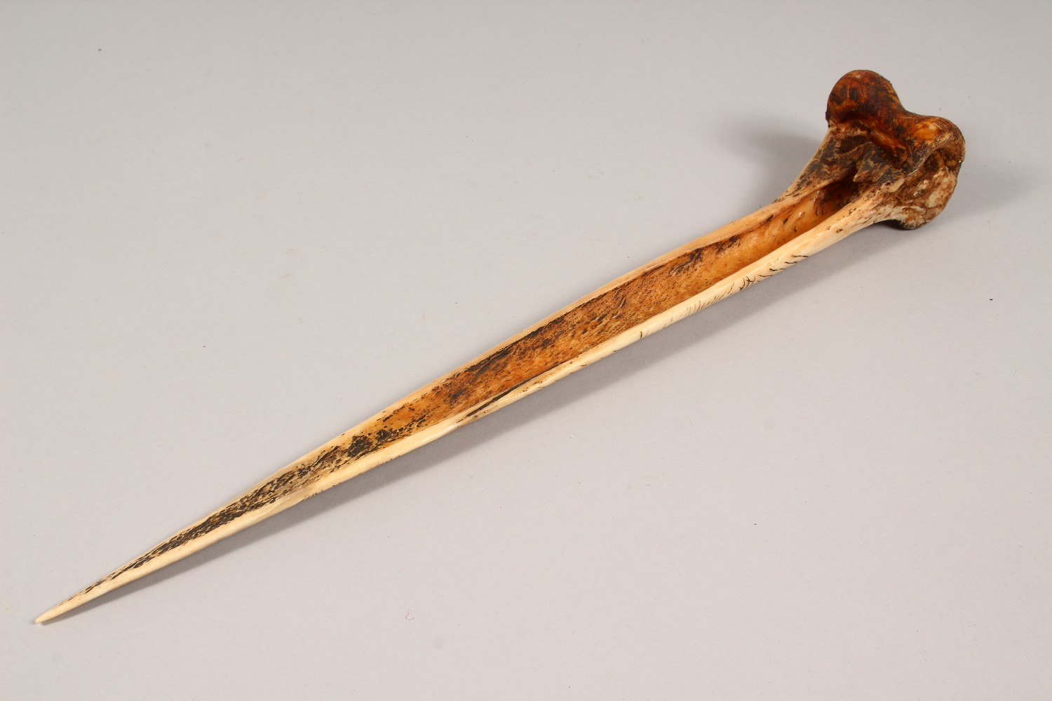 A CARVED BONE DAGGER, with incised decoration. 15.75ins long. - Image 5 of 9