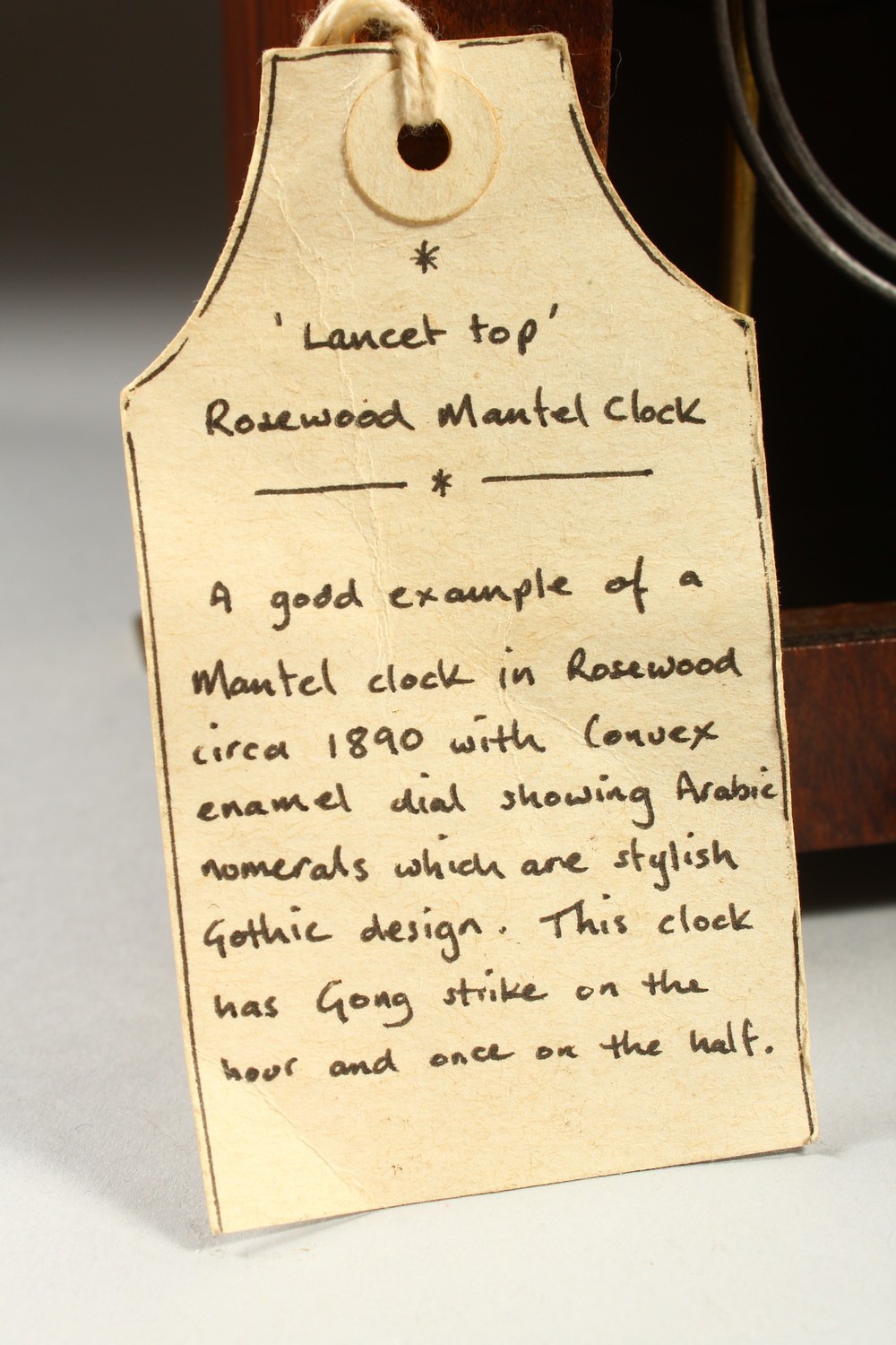 A 19TH CENTURY MAX LANCET TOP ROSEWOOD MANTLE CLOCK, the enamel dial, showing Arabic numerals, - Image 14 of 20