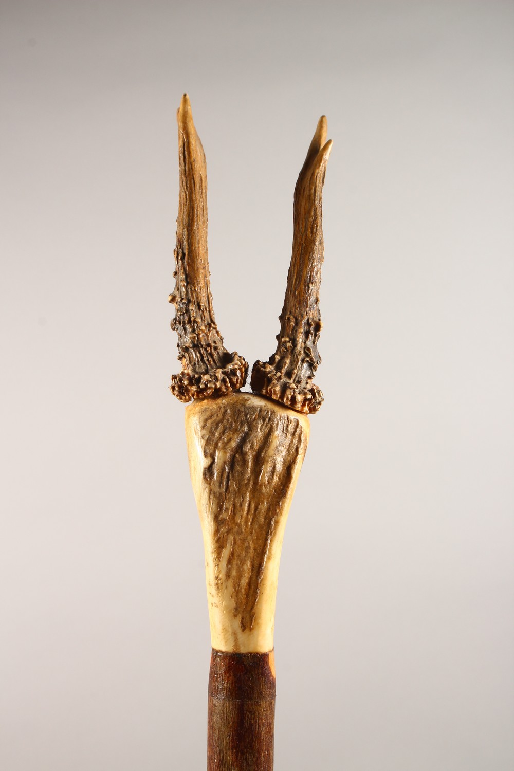 A THUMB STICK, with antler handle. 58ins long. - Image 3 of 6