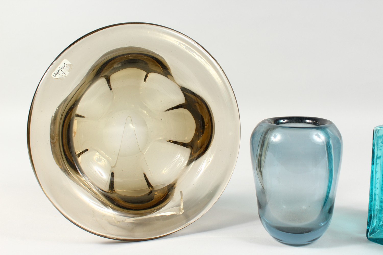 GEOFFREY BAXTER FOR WHITEFRIARS, a moulded turquoise glass vase, and two other items of - Image 4 of 5