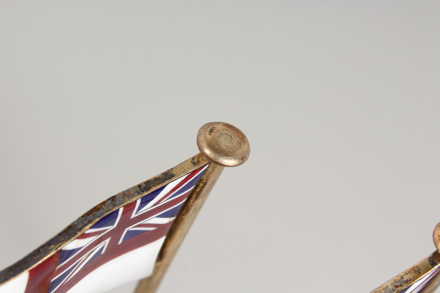 A PAIR OF SILVER PLATED AND ENAMEL PLACE NAME HOLDERS, modelled as white ensigns raised on - Image 12 of 15