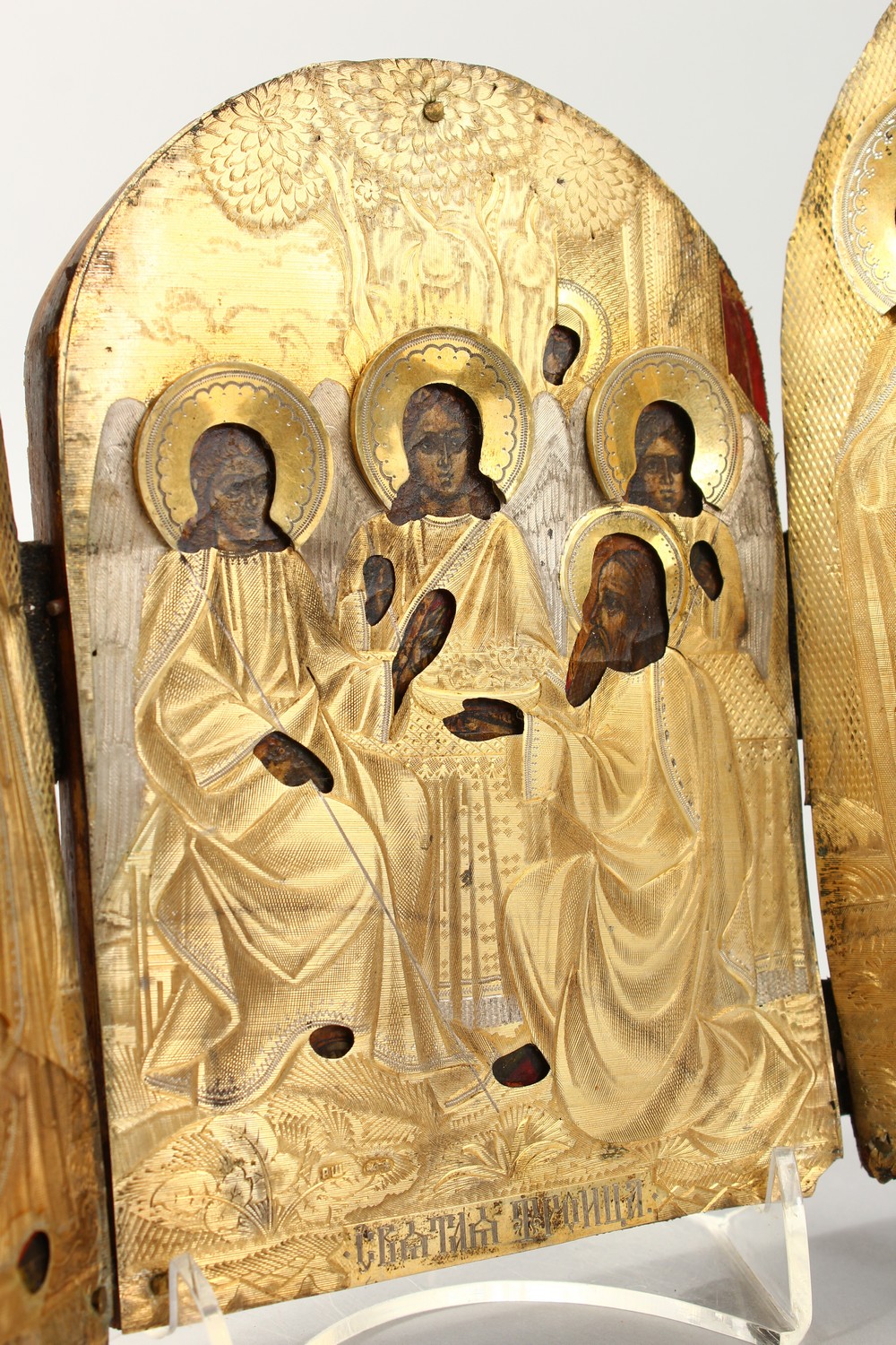 A FOLDING TRIPTYCH, with silver gilt cover. Maker: B.W. 7ins x 9ins. - Image 7 of 25