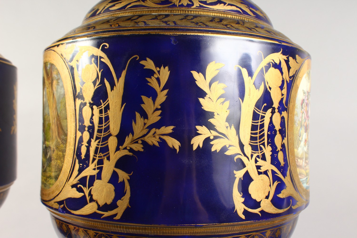 A SUPERB PAIR OF LARGE SEVRES VASES AND COVERS, with rich ormolu mounts and pineapple finials, the - Image 12 of 20