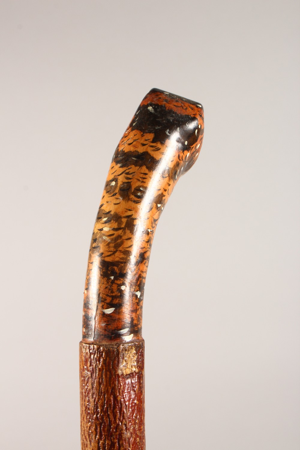 A WALKING STICK, with carved and painted pheasant head handle. 49ins long. - Image 5 of 9