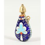 A SMALL RUSSIAN ENAMEL SCENT BOTTLE. 2.5ins.