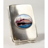 A PLAIN SILVER CIGARETTE CASE, with a later oval of The Titanic. Birmingham 1952.