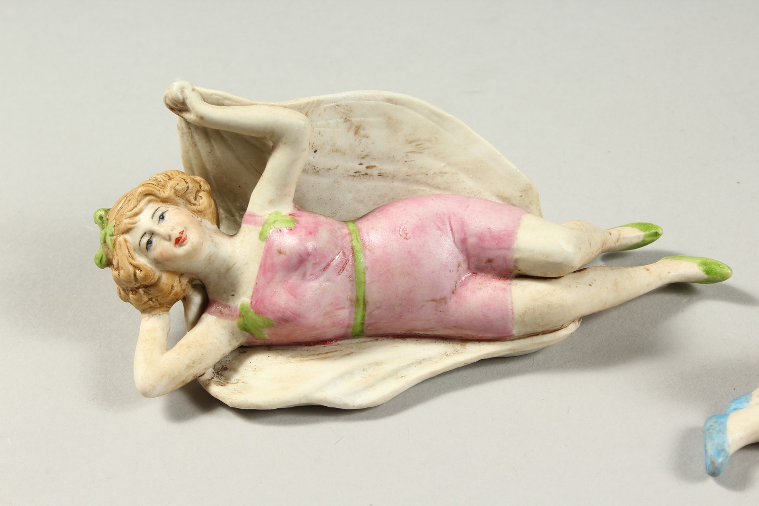 THREE BISQUE PORCELAIN "BATHING BELLES". 3.5ins, 5ins and 5.5ins. - Image 2 of 7