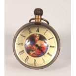 A NOVELTY BALL SHAPED DESK CLOCK, with portrait bust. 3ins diameter.