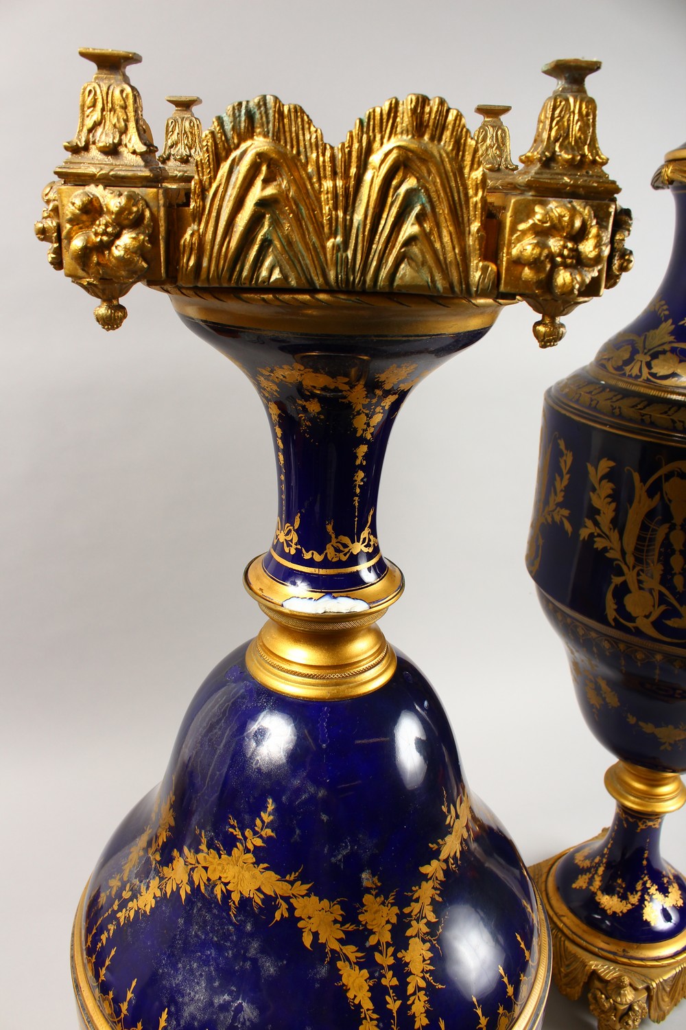 A SUPERB PAIR OF LARGE SEVRES VASES AND COVERS, with rich ormolu mounts and pineapple finials, the - Image 19 of 20