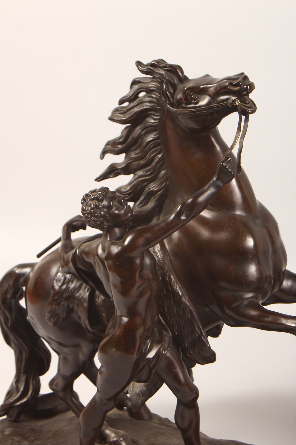 AFTER GUILLAUME COUSTOU A PAIR OF EARLY 20TH CENTURY MARLEY HORSES. 17ins high. - Image 2 of 8