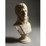 A PARIAN WARE STYLE BUST OF NAPOLEON. 10.5ins high.