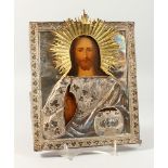 CHRIST, with silver and silver gilt overlay. Maker: B.N. & A.K. 183?. 8.5ins x 7ins.