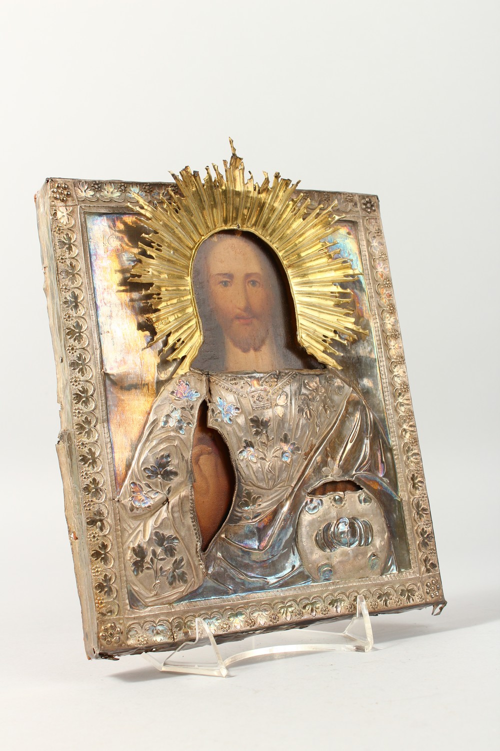 CHRIST, with silver and silver gilt overlay. Maker: B.N. & A.K. 183?. 8.5ins x 7ins. - Image 2 of 18