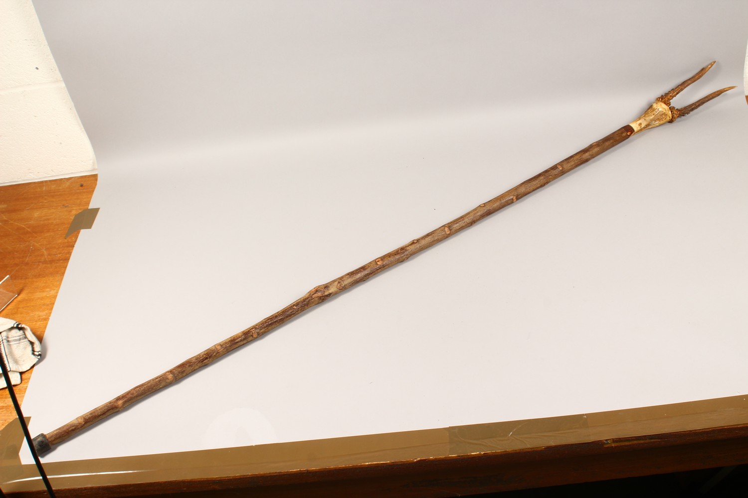 A THUMB STICK, with antler handle. 58ins long. - Image 6 of 6