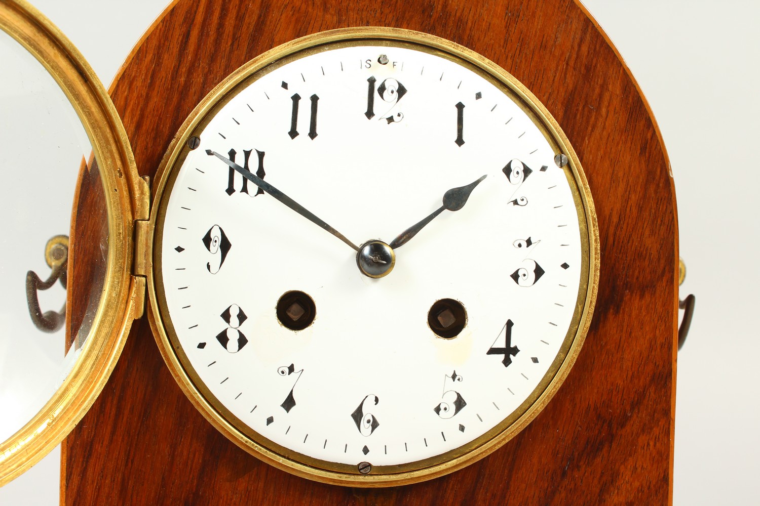 A 19TH CENTURY MAX LANCET TOP ROSEWOOD MANTLE CLOCK, the enamel dial, showing Arabic numerals, - Image 2 of 20