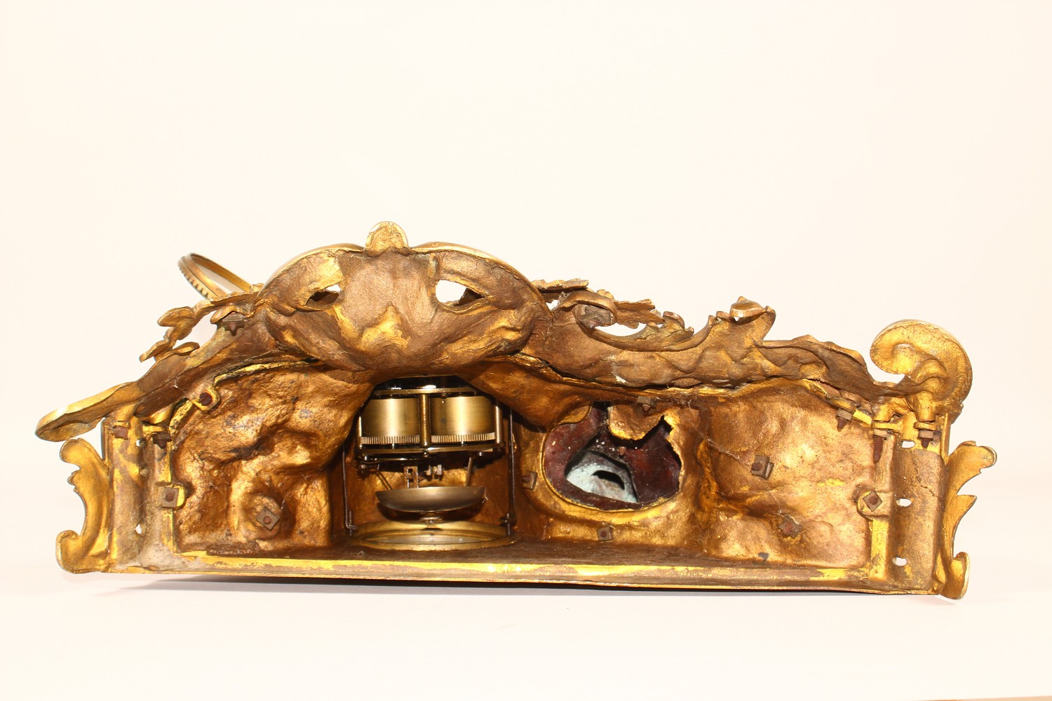 A 19TH CENTURY FRENCH ORMOLU MANTLE CLOCK, with eight-day movement striking on a bell, enamelled - Image 12 of 14