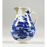 A WILLOW PATTERN DESIGN SPARROW BEAK JUG. 3.5ins high.