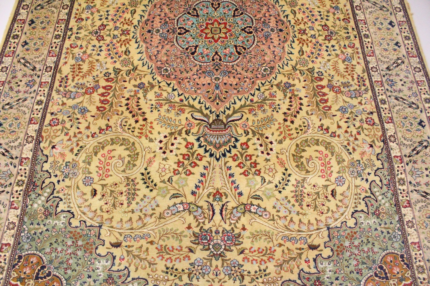 A GOOD PERSIAN CARPET, 20TH CENTURY, beige ground with central floral panel within a similar border. - Image 8 of 24