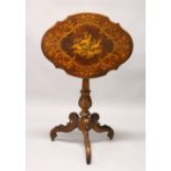 A LATE 19TH CENTURY BLACK FOREST INLAID TABLE. 2ft 1.5ins wide x 2ft 7ins high.