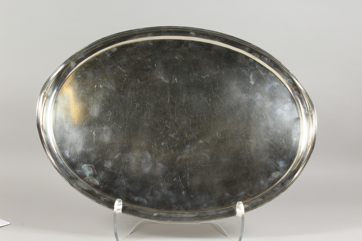 KHLEBNIKOV - A PLAIN SILVER RUSSIAN OVAL TWO-HANDLED TEA TRAY. Mark BC MOSCOW 1873. 20ins long. - Image 6 of 7