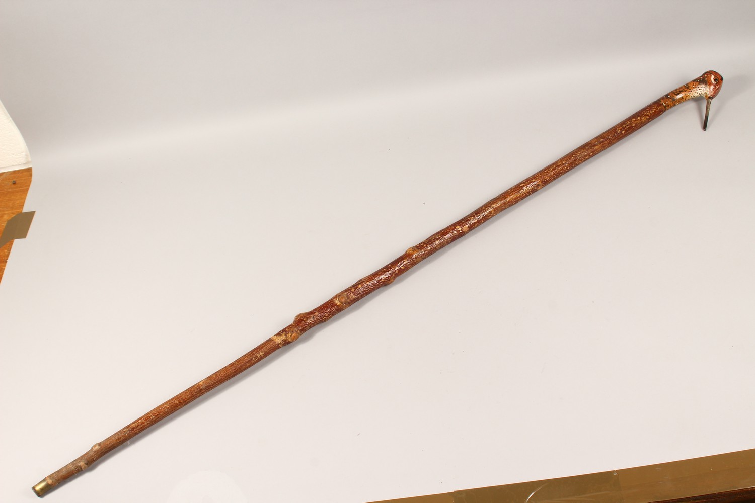 A WALKING STICK, with carved and painted pheasant head handle. 49ins long. - Image 9 of 9