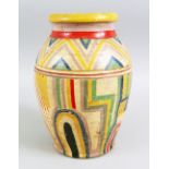 ATTRIBUTED TO THE OMEGA STUDIOS, CIRCA. 1930'S, GEOMETRIC PAINTED MONOCHROME VASE, similar designs