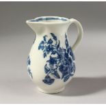 A CAUGHLEY BLUE AND WHITE SPARROW BEAK JUG, with flowers and a butterfly, C mark.