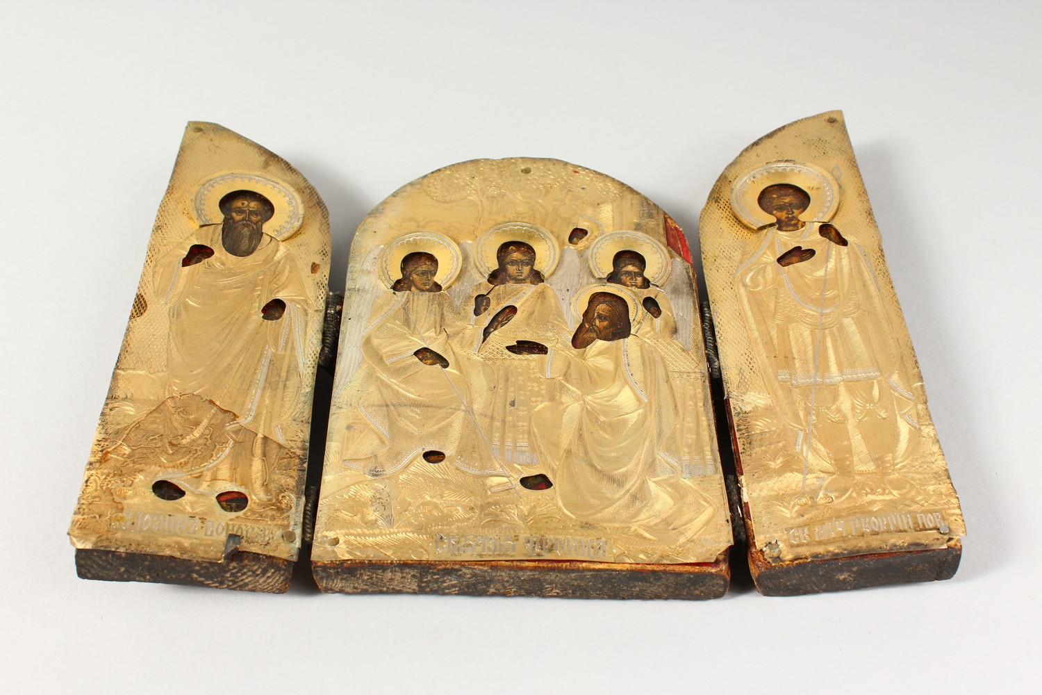 A FOLDING TRIPTYCH, with silver gilt cover. Maker: B.W. 7ins x 9ins. - Image 2 of 25