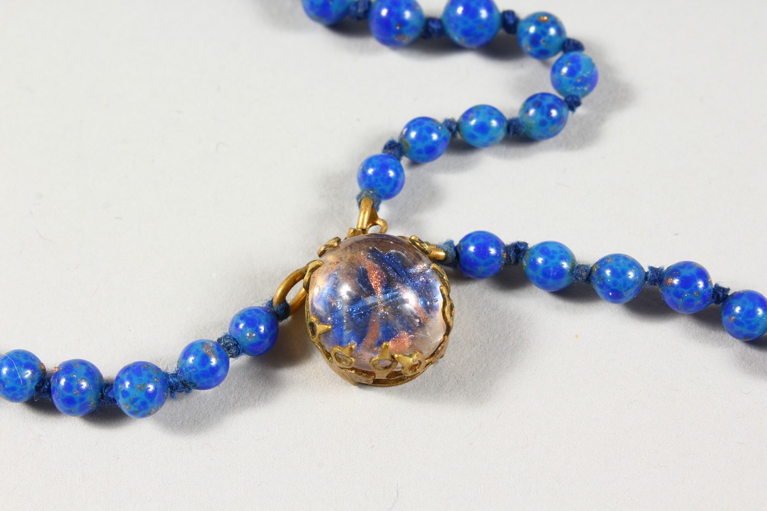 A LAPIS STYLE THREE-ROW NECKLACE. - Image 6 of 9