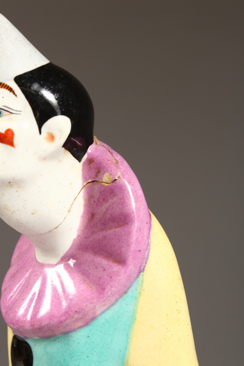 A DAX COLOURFUL POTTERY FIGURE OF A CLOWN (AF). 13.5ins high. - Image 3 of 7