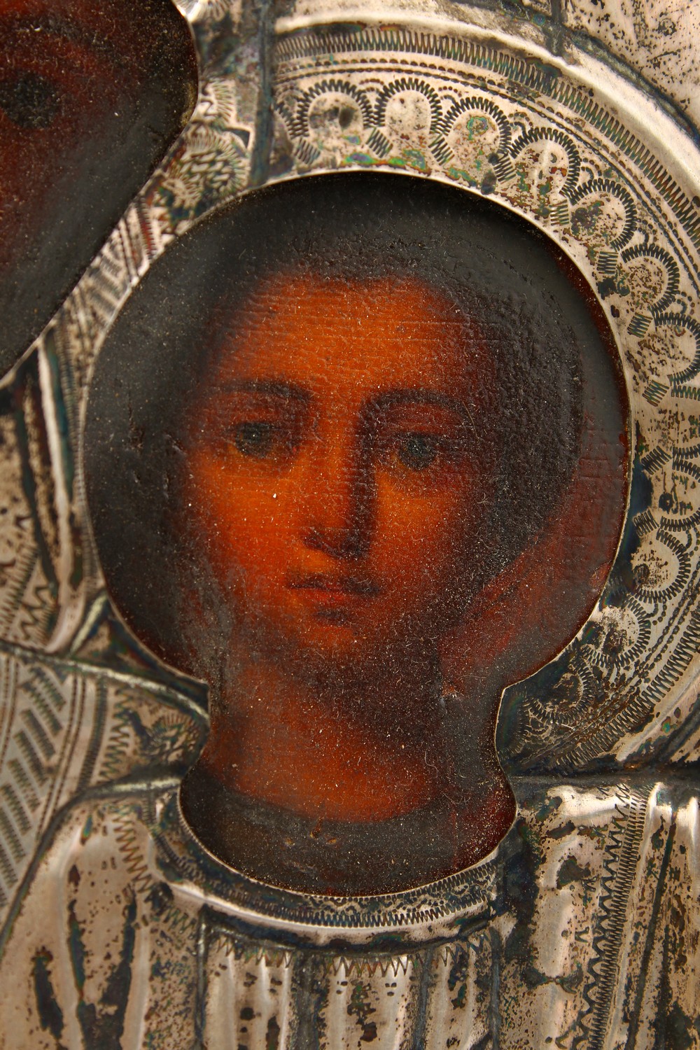 MADONNA AND CHILD, with silver overlay. Maker faint. 9ins x 7ins. - Image 5 of 17