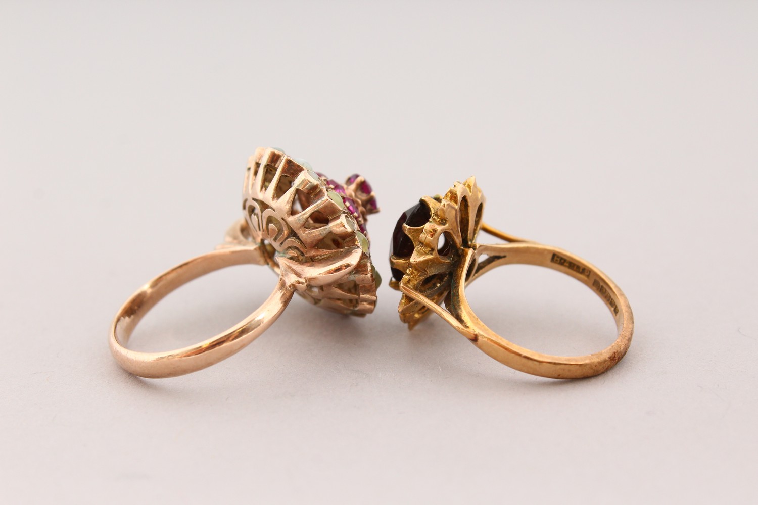 TWO 9CT GOLD CLUSTER RINGS. - Image 2 of 3