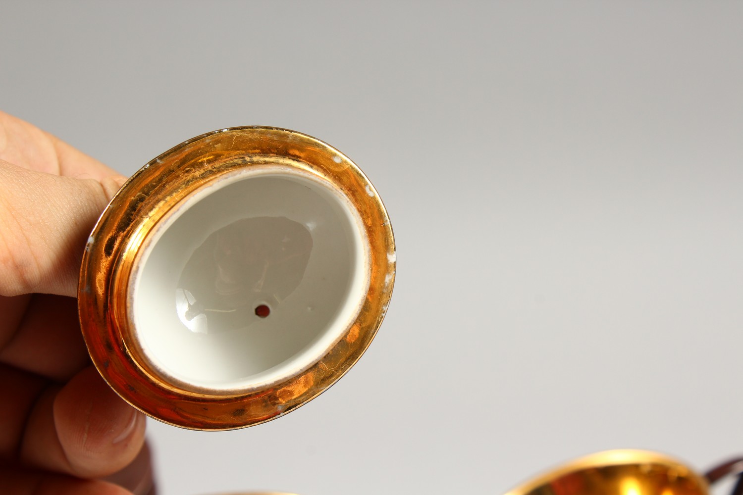 A LIMOGES PORCELAIN PART COFFEE SERVICE, brown glazed, comprising coffee pot, sucrier, eight cups - Image 8 of 15