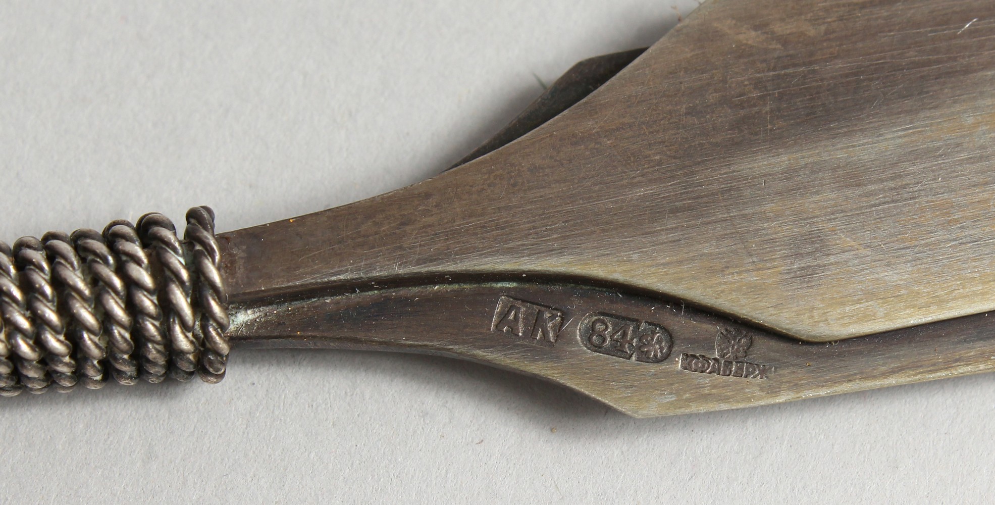 AN UNUSUAL RUSSIAN SILVER LETTER OPENER, modelled as a pair of oars, boxed. 9.5ins long. - Image 9 of 13