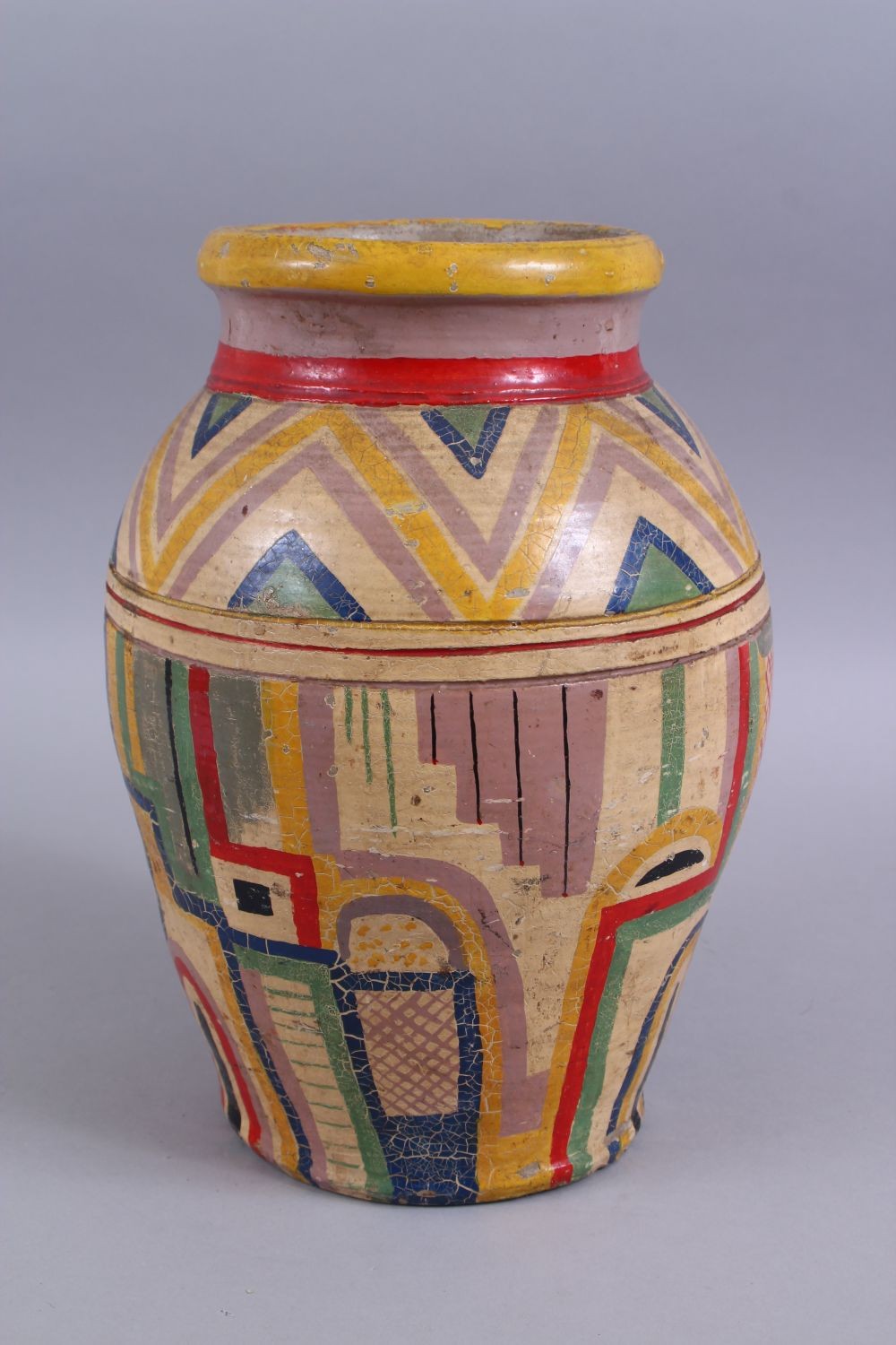 ATTRIBUTED TO THE OMEGA STUDIOS, CIRCA. 1930'S, GEOMETRIC PAINTED MONOCHROME VASE, similar designs - Image 3 of 4