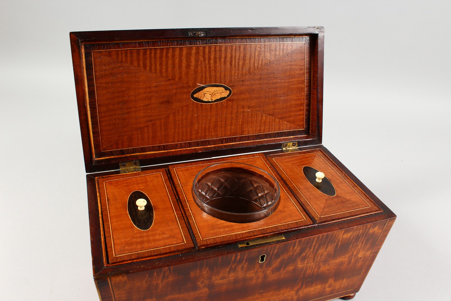 A 19TH CENTURY SARCOPHAGUS SHAPE TEA CADDY. 12ins wide. - Image 2 of 2