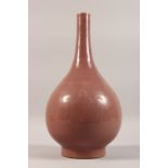 A LARGE LILAC GROUND BOTTLE VASE. 16.5ins high.