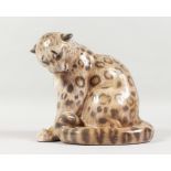 ROYAL COPENHAGEN, A LARGE MODEL OF A SEATED LEOPARD, No. 2555. 8.5ins high.