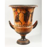 A GOOD LARGE ATTIC TYPE GREEK TWIN-HANDLED VASE, of Campagna shape, painted with figures. 16.5ina