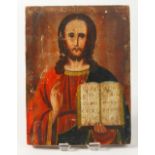 A 19TH CENTURY RUSSIAN ICON, on panel. 6.5ins x 5ins.