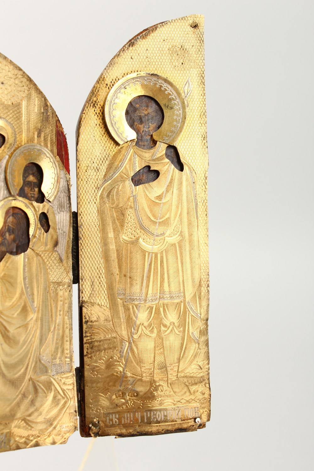 A FOLDING TRIPTYCH, with silver gilt cover. Maker: B.W. 7ins x 9ins. - Image 13 of 25