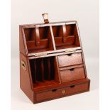 A GOOD LEATHER STATIONERY BOX, with hinged cover. 15ins wide x 9.5ins high x 9ins deep.